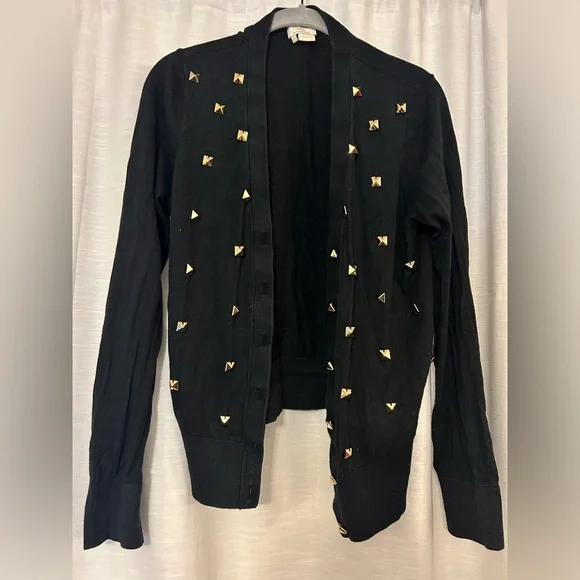Kate Spade Gold Studded Black Cardigan Sweater | “Call Your Mom” - Picture 2 of 6